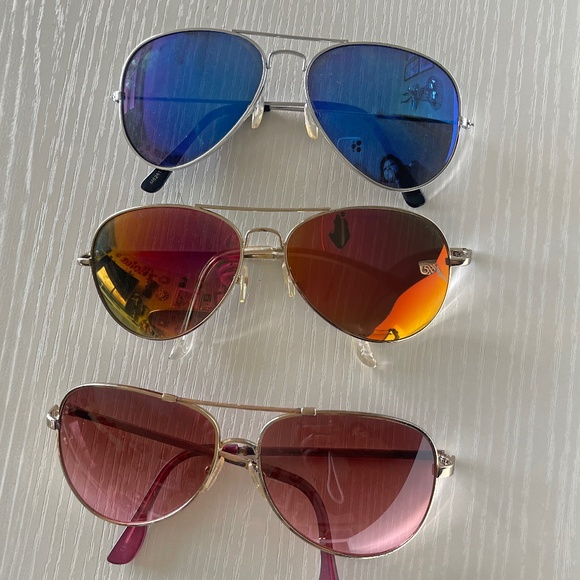 Set of 3 Aviator Sunglasses – Mirrored & Rose Gradient Lenses - Picture 1 of 8